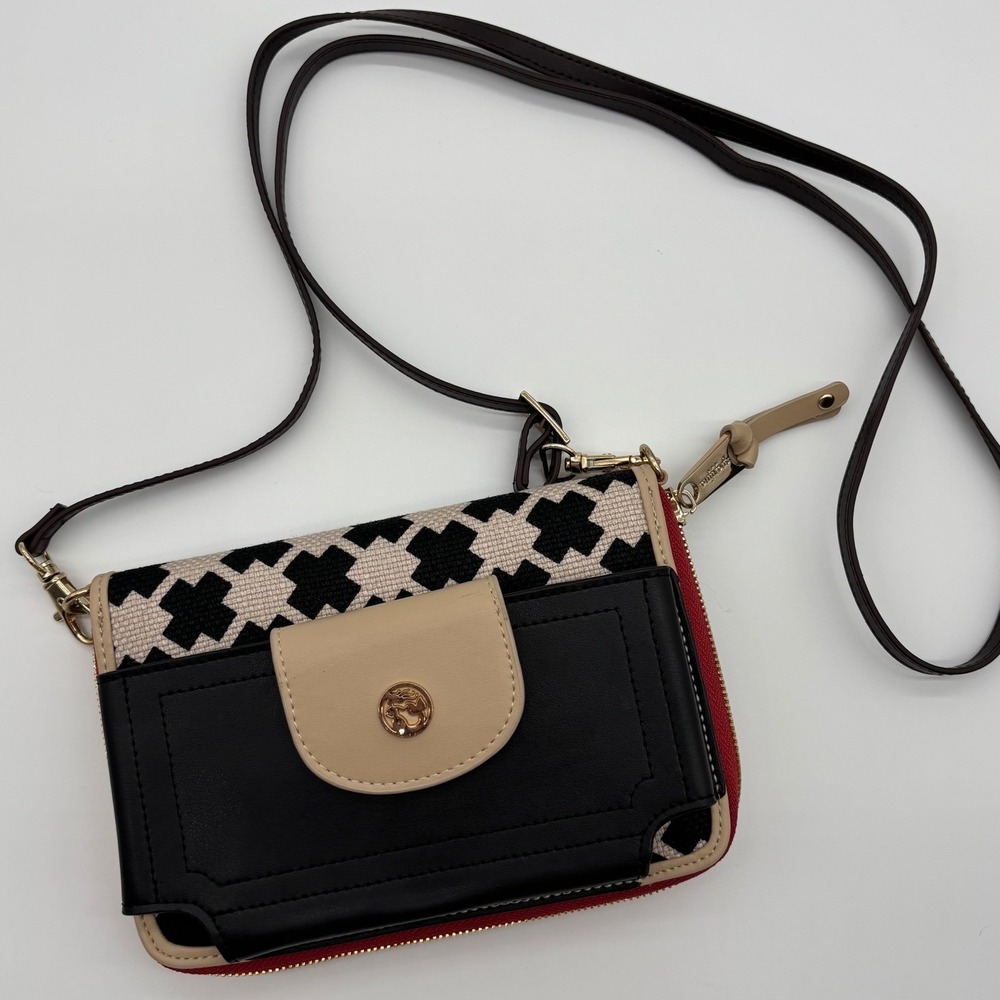 Spartina 449 Crossbody Wallet Clutch Phone Purse Bag Red Lining‎